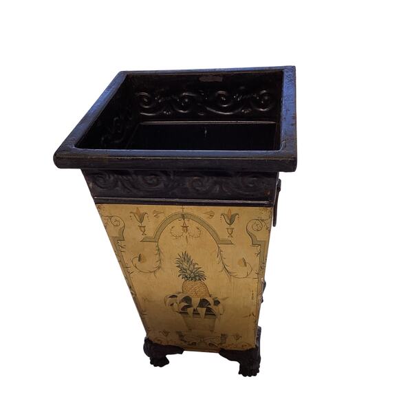 Footed metal planter, yellow, French style, pineapple - Picture 2 of 8